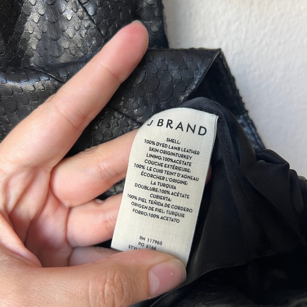 J Brand Black Snakeskin Genuine Lamb Leather Top Size XS - Picture 5 of 7